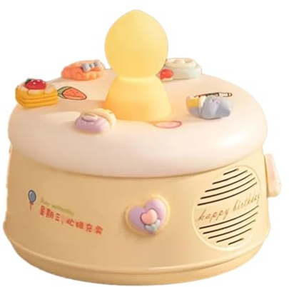 Jooehyer Warm Night Light Birthday Cake Bluetooth Soundar Hifi Sound Bluetooth Speaker for Birthday Gifts