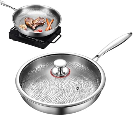Doiyislem Padella in titanio per cucinare – Padelle e padelle per stufare | Bistecchiera utensile da cucina per ristorante, hotel, appartamento e campeggio
