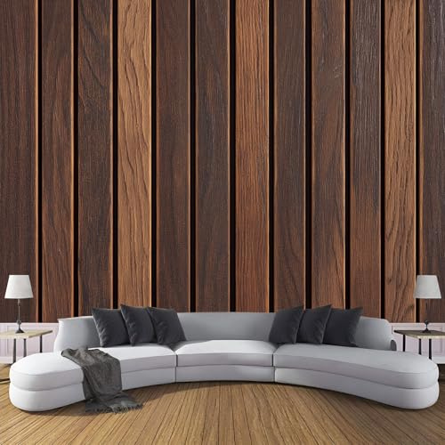 DACRWEKZ Papier Peint Panneaux muraux en bois Style rétro Soie - 350 x 256 cm Papier Peint Salon Chambre Salle À Manger Chambre D'Enfant Papiers Peints Décoration Murale - Montagne Végétale