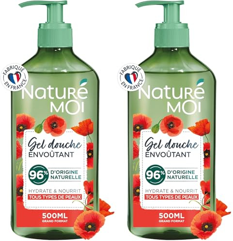 Naturé Moi - Gel Douche Envoûtant - Hydrate et Nourrit - Tous Types de Peaux - Coquelicots Bio du Limousin - 96% d'Origine Naturelle - 500 ml - Fabriqué en France (Lot de 2)