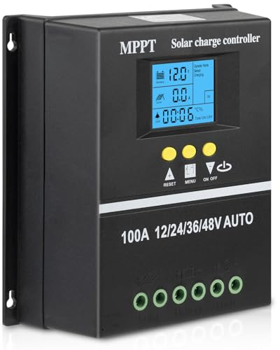 【100A MPPT Laderegler Solar 12V】KWODE 100A Solar Laderegler mit 2 USB 12V/24V/36V/48V LCD Display Solar Ladegerät Controller Solarladeregler für Gel, Lithium, NCM,Silizium,LiFePO4, Bleisäure Batterien
