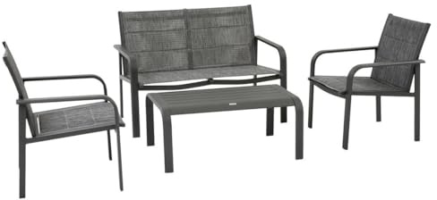 HESPERIDE - Salon de Jardin Piazza 4 Places Gris Graphite