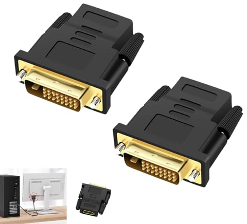 2 st DVI till HDMI-adapter, DVI-D till HDMI dubbelriktad hane till hona, Full HD 1080p digital videokontakt, kompatibel med PC-grafikkort, guldpläterade kontakter