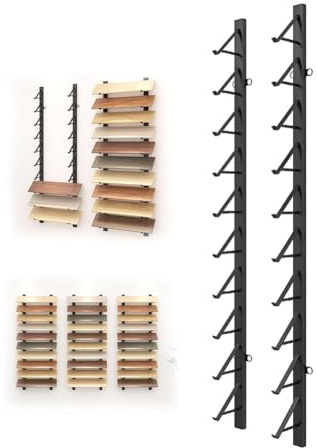 pujindu Wall Mounted Floor Tile Display Rack, Metal Tile Sample Storage Rack, Porcelain Sample Plate Organizer Display Shelf For Exhibition(Black,Card depth 21.5cm)