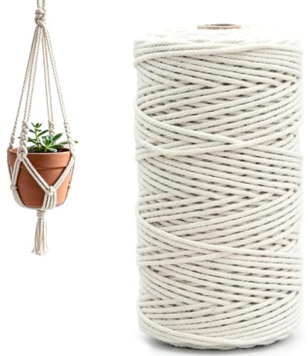 Makramee Garn 3mm x 300m - Baumwollgarn für DIY Handwerk Basteln Stricken Boho Deko Wandbehang Dekoration Wohnzimmer Balkon Schlafzimmer