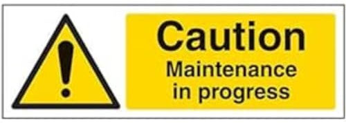vsafety Schilder 67076 ax-r Caution Wartung in Progress Achtung Building Sign, 1 mm starrer Kunststoff, Landschaft, 300 mm x 100 mm, schwarz/gelb