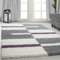 Carpetsale24 Hochflor Teppich 280 x 370 cm Lila-Grau – Weicher Shaggy Flokati im Karierten Design – XXL Wohnteppich für großzügige Räume wie Wohnzimmer, Schlafzimmer oder Essbereich – Modern