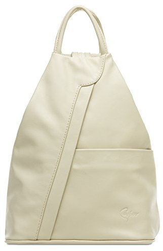 Caspar 2in1 Leder Rucksack Schultertasche Sportlich Elegante Damen Handtasche - SIGNATURE LINE - Modell No.782 - Made in Italy, Farbe:beige, Accessoires:One Size