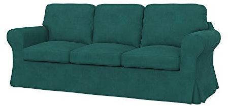 Soferia Sofabezug Kompatibel Mit EKTORP PIXBO 3er-Bettsofa Sofaüberzug Sofaüberwurf Sofaschoner Cover Einfache Reinigung Allergiefrei Wasserabweisend Majestic Velvet Türkis