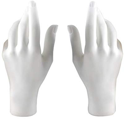 perfk 2 Pièces Main Féminin Surface Semi-Mate Gauche/Droite Support d'Affichage Bijoux Porte Montre Présentoir - Blanc