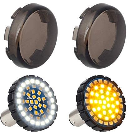 NTHREEAUTO 5,1 cm Bullet 1157 LED Blinker, Motorrad Lauflicht, Switchback Frontleuchtmittel, kompatibel mit Harley Street Glide, Sportster, Road King