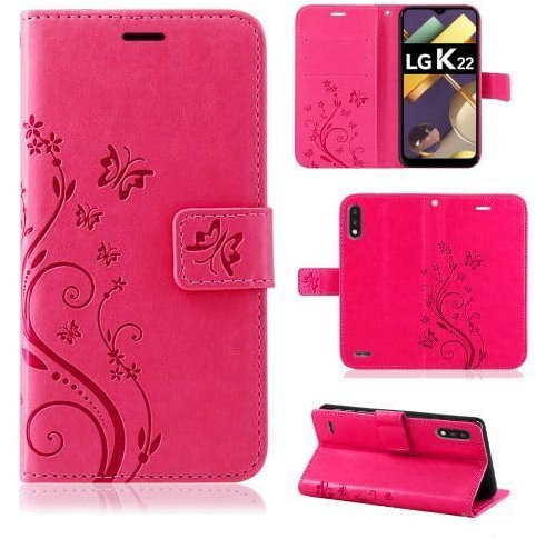betterfon Hülle Kompatibel mit LG K30 (2019) | Premium PU Leder Handyhülle Wallet Case für K30 (2019) | Schutzhülle Blumen Klapphülle Handyhülle | Pink
