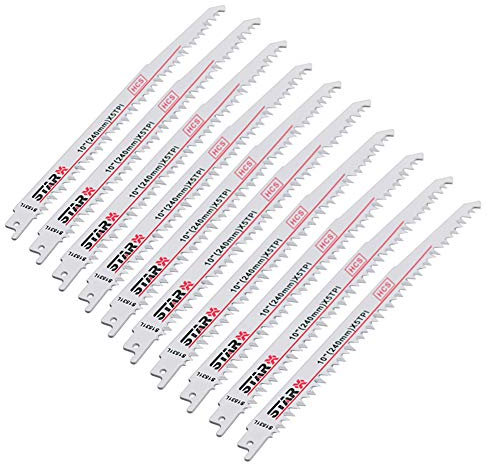 10Pieces Reciprocating Saw Blades Set Sabre Saw Blade for Wood and Metal Demolition 240mm x 5TPI