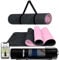 LA MENTE ES MARAVILLOSA - Gymnastikmatte, Rutschfest Yogamatte inkl. Tragegurt + Tasche + Übungs-E-Book, Gepolstert, Hautfreundliches TPE für Fitness/Pilates/Workout 183x61 cm (Blumen, Schwarz/Rosa)