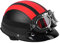 Dioche Halbhelm, offen, aus Leder, Halbleder, für Roller, mit -Visier, Halbhelm, Motorradhelm, offener Motorradhelm, Universalhelm für Motorrad (Rot)
