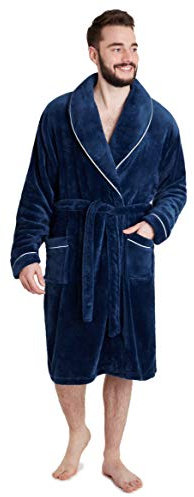 CityComfort Vestaglia Uomo Invernale in Pile (XXL, Blu Navy)