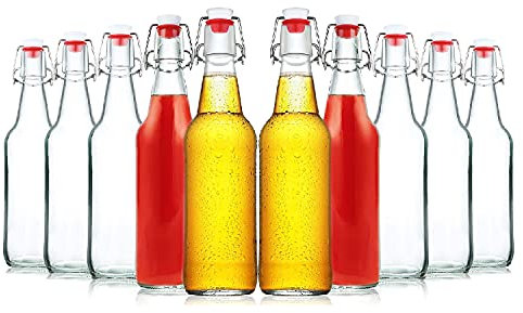 Bottiglie di vetro con chiusura a leva, 10 pezzi, 250 ml, per succhi di birra Kombucha Kefir Smoothie