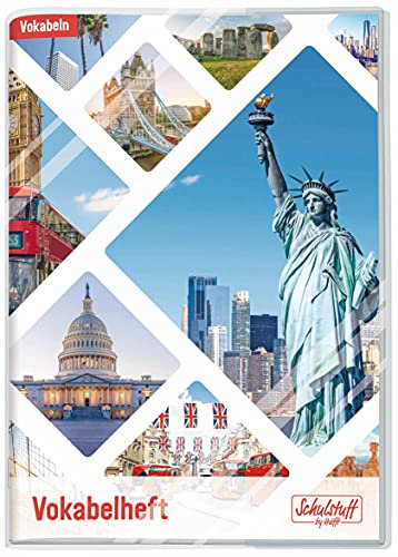 Vokabelheft A5 Premium 2 Spalten 64 Seiten mit Schutzumschlag [Freiheitsstatue] by Häfft mit Lerntipps, Europakarte, Infos zu Kultur u.v.m