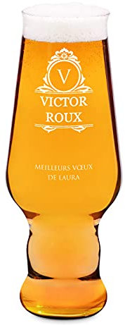 Maverton Chope à Bière Personnalisée de 0,4 l – Verre de haute qualité pour lui - Verre à Bière gravé - Cadeau d’anniversaire pour homme - Simplicité