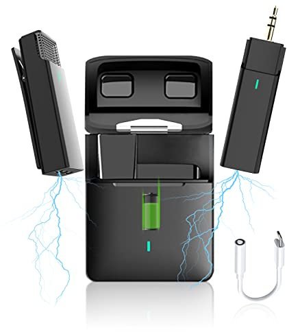 Microphone de Lavalier sans Fil pour iPhone/iPad Plug&Play Suppression Bruit Playback avec Ultra-Longue Audio Hi-FI Lavalier Super Léger Portable avec étui de Chargement 30Hrs d'autonomie 2.4G