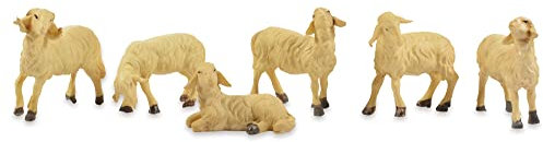er Sheep Set of 6 12 cm Nativity Figurines Cream White 78037 Accessories Christmas Nativity Scene Model Railway Animals Lambs
