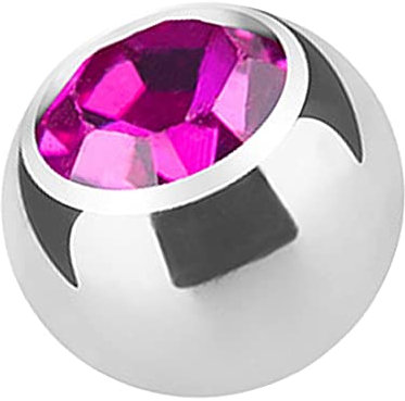 Taffstyle Piercing Ersatz Schraubkugel Kugel Verschluss Verschlusskugel Ersatzteile Edelstahl Silber mit Strass Kristall 4mm x 1,6mm Pink