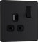 BG Electrical Single Switched Power Plug Wall Socket, Screwless Front Plate, Round Edges, Evolve, Matt Black, 13A, PCDMB21B
