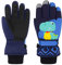 QKURT Kinder-Skihandschuhe, Dinosaurier-Handschuhe, wasserdichte Winter-Schneehandschuhe, Outdoor-Sporthandschuhe für 2-13 Jahre Alte Mädchen und Jungen, Rodeln, Snowboard-Skifahren