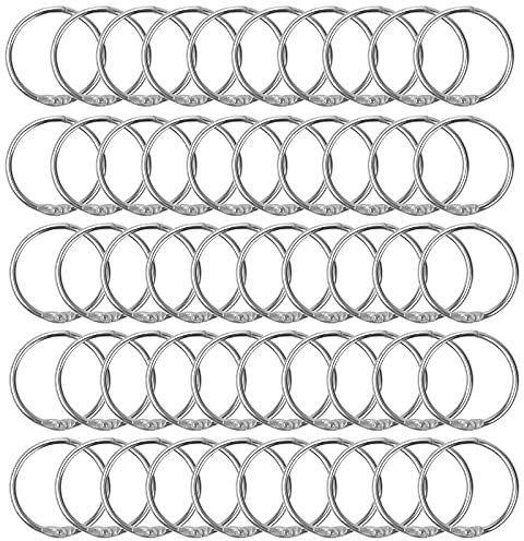 Yasmous Loose Leaf Binder Rings 50 Pcs Metal Book Rings Round Key Rings, for Revision Card Notebook Scrapbook Album Craft DIY, 1.18 Inch/30mm, Silver