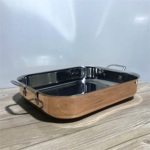 YANYUESHOP Rose Gold Copper Pallet Chef Stainless Steel Baking Plate American Decorative rrnaments Pot BBQ Tray (Color : Rose Gold, Size : 1pcs)
