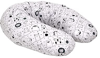 ENRIS Stillkissen Tiermuster - 190x76 cm I Großes Lagerungskissen Baby, Allergikerfreundliches Schwangerschaftskissen zum Stillen, Seitenschläferkissen mit Bezug aus Baumwolle, Oeko-TEX Stillhörnchen
