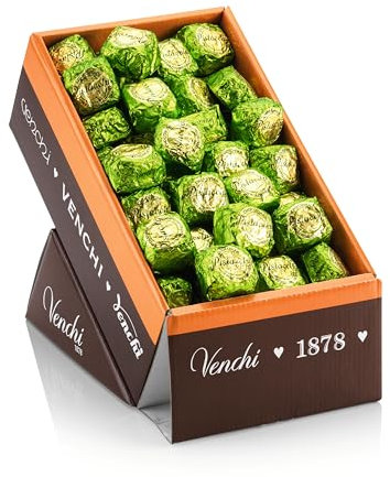 Venchi - Confezione Esposizione Cioccolatini Chocoviar Pistacchio, 2 kg - Cioccolato Fondente Ripieno di Pasta al Pistacchio e Pistacchio Intero - Pack da 119 Pezzi - Senza Glutine