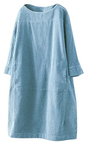Onsoyours Robe Femme Vintage Grande Taille Velours Côtelé à Manches Longues LâChe Tenue Vintages Ample Long Dress Décontractée Robes Femmes Ete AVCE Poches