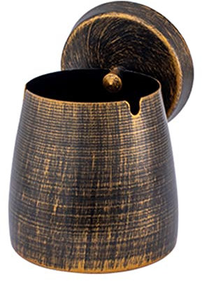 Cenicero de viento con tapa acero inoxidable/cenicero a prueba de viento y lluvia para exterior e interior cenicero de mesa con base antideslizante/cenicero portátil para jardín y balcón bronce
