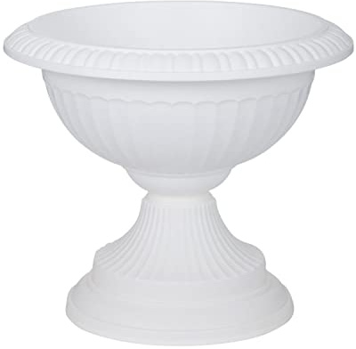 Whitefurze 42cm Grecian Urn Planter Flower Pot Classic Traditional Outdoor Plastic White