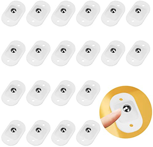 20 Stück Kugelrollen für Möbel Selbstklebendes Rollenrad 360° Kugelrollen Klein, Kleine Rollen für Möbel Mini Selbstklebende Möbelrollen mit 2 Befestigungslöchern für Kleinmöbel, Weiß