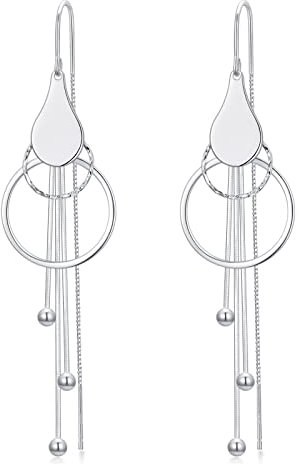 VONALA Durchzieher Ohrringe Tropfen 925 Sterling Silber Einfädler Ohrringe Durchziehbare Hängend Ohrringe Schmuck Geschenke für Frauen Damen