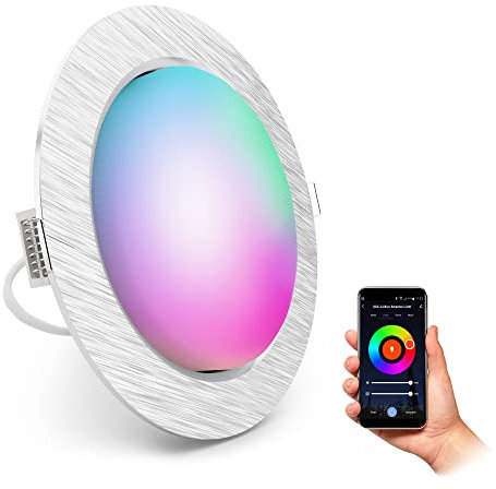 SSC-LUXon RX-3 LED Einbaustrahler rund inkl. LED GX53 kompatibel mit Alexa, Siri & Google - extra flacher Einbau Deckenspot mit RGB+W