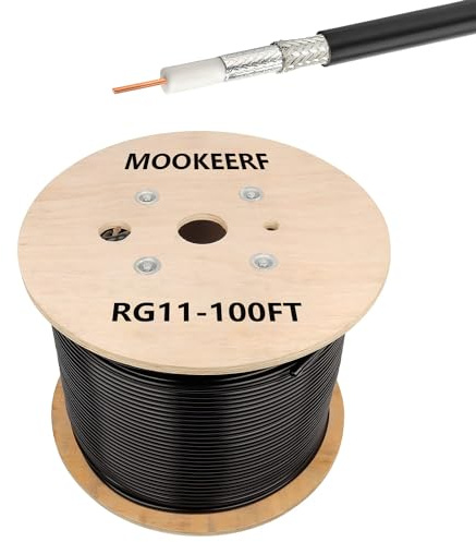 WIAONE MOOKEERF RG11 Coaxial Cable 100ft,Low Loss RG11 Cable 100 Feet,RG11 Coax Cable 75 ohm