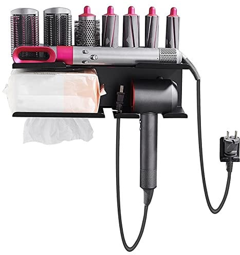mumisuto Hair Dryer Holder Wall Mounted, Hair Straightener Holder for Dyson Airwrap Hairdryer Holder Station Bracket Storage Rack for Dyson Accessory Holder for Hair Salon Curling Iron Organizer
