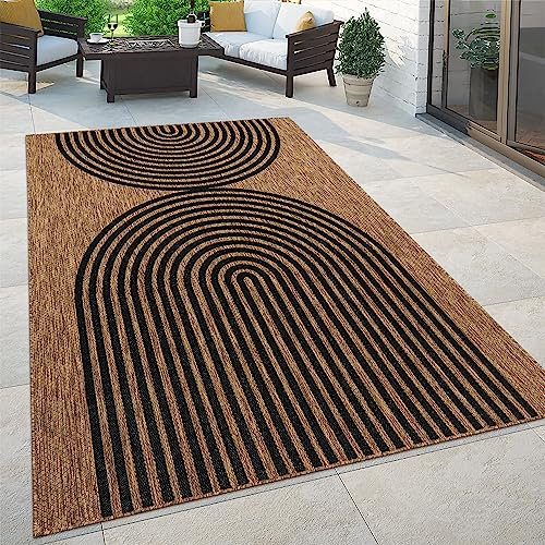 Paco Home Outdoor Teppich Flachgewebe mit Palmen- & Boho-Muster in Sisaloptik Modern langlebig, robust & wetterfest Ideal für Terrasse, Garten & Balkon, Grösse:120x160 cm, Farbe:Natur 4