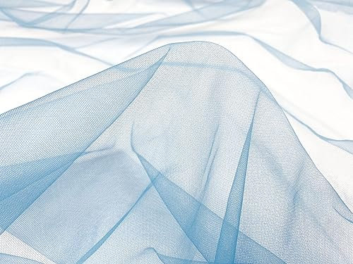 Tüll Stoff Meterware - 160 cm Breite - quer-elastischer, weicher Tüllstoff - Uni Deko Stoff (Türkis)