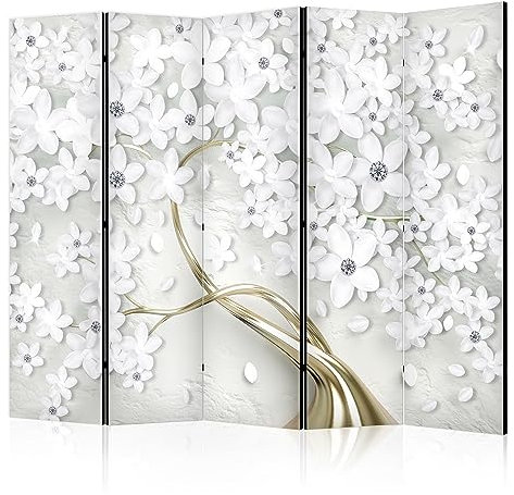 murando - Paravent Raumteiler Innen Blumen Foto Paravent 225x172 cm 5-teilig Einseitig Raumtrenner Trennwand Holz Room Divider Mobiler Sichtschutz Spanische Wand Raum abstrakte Blüte b-C-0969-z-b