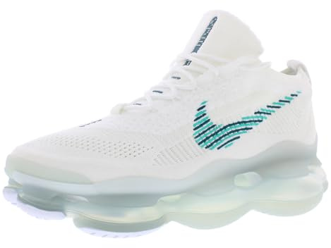 Nike Air Max Scorpion Flyknit DJ4701 003 Herren-Sneaker, Schwarz, Größe 45, Weiß/Geode Teal/Weiß/Weiß, 43 EU