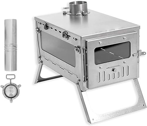 Mini réchaud de camping, réchaud de tente léger, poêle à bois portable, for le camping d'hiver, la chasse, la cuisine, la randonnée, la pêche, la randonnée ( Color : Double Glass , Size : 30.5X19.5X15