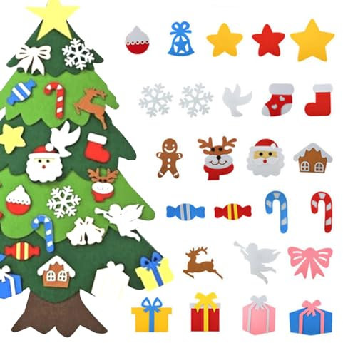 Árbol De Navidad De Fieltro Adornos Desmontables Decoraciones para Colgar En El Árbol De Navidad DIY Fieltro Árbol De Navidad Colgante Año Nuevo Decoraciones para Colgar En La Pared De La Puerta