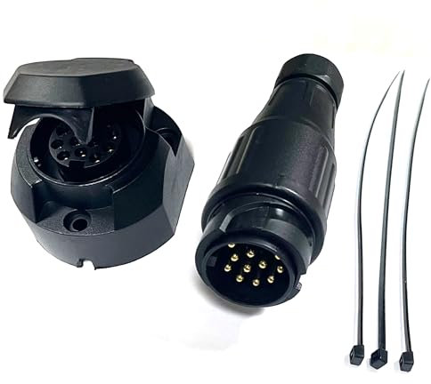 JVJ Anhänger Adapter 13 Polig Anhänger Stecker mit 13 Polig Anhänger Seckdose 13-polige Anhängerbuchse 13- für Anhängerkupplung