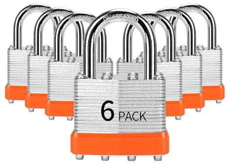 HZSY Lot de 6 cadenas à clés identiques en acier laminé (40 mm)