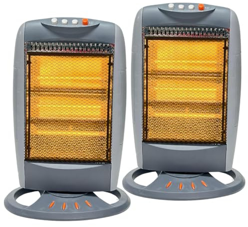 Trendi Halogen Heater 400W /800W/ 1200W 3 Power Settings, Carry Handle, and Long-Lasting Feature – Replaceable Halogen Tubes, Lightweight, Moveable, Super Silent, Overheat & Tip Over Protection (2)