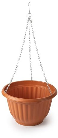 CABLEPELADO Macetero Colgante de Plástico, Jardinera Suspendida, Cesto para Plantas, Diámetro Superior: 20 cm, Marrón